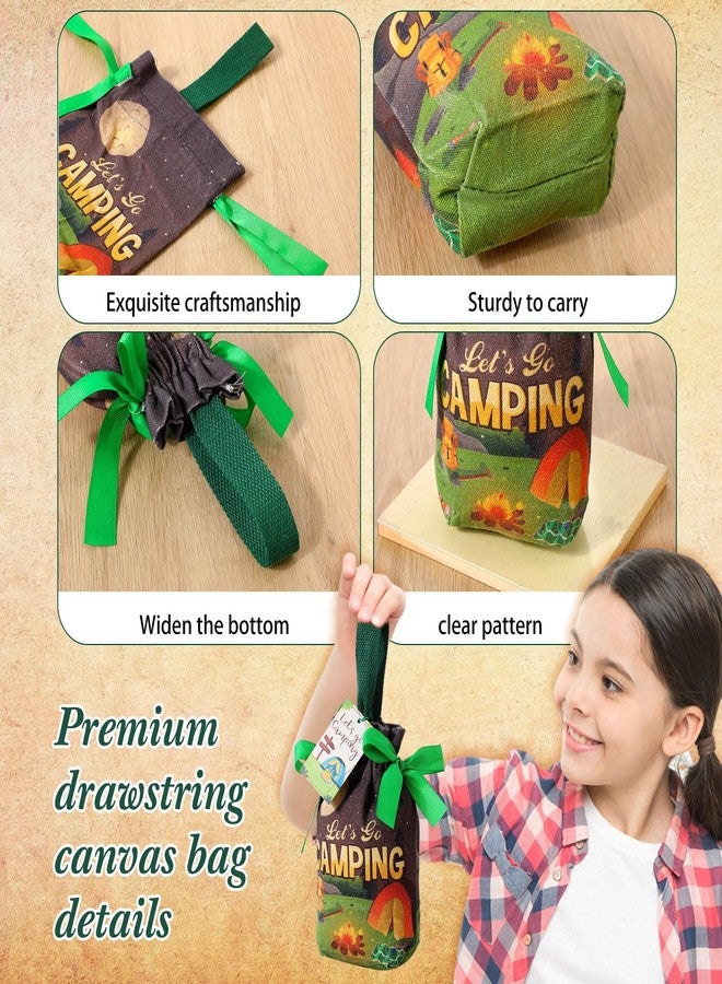 Chivertion 195 Pcs Camping Party Favors Gifts Canvas Gift Bag Magnifier Notebook Pencil Sharpener silicone Bracelets Mini Compass Flashlight Keychains Stickers Camping Tag For Adventure Birthday - Image 3